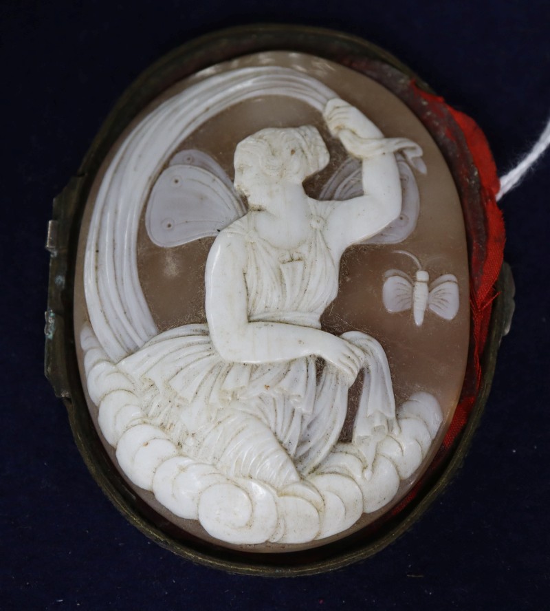 A mid 19th century shell cameo of a fairy